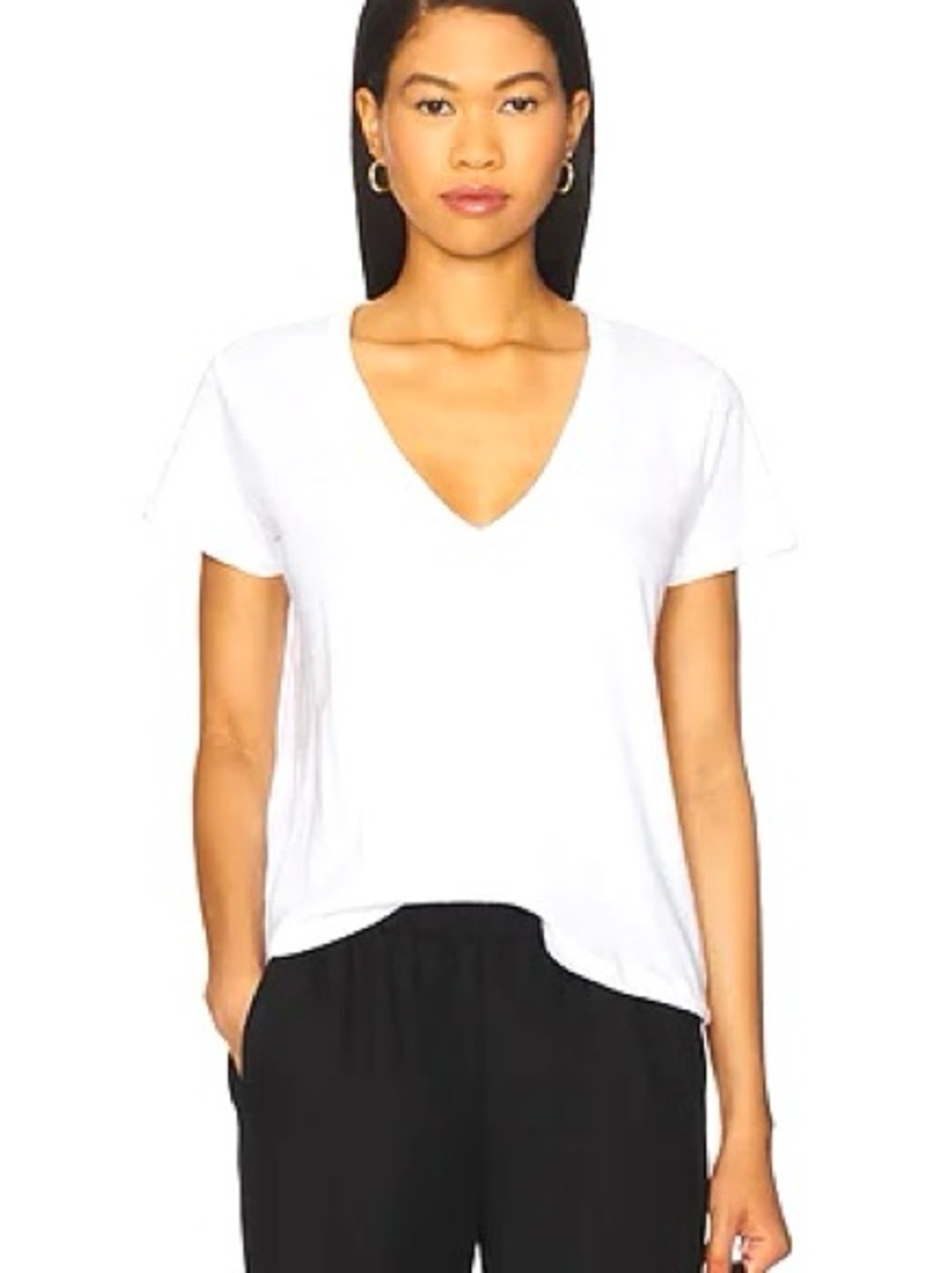THREADS4 THOUGHT M~CLASSIC WHITE DEEP V-NECK TEE T-SHIRT SUSTAINABLE APPAREL TOP